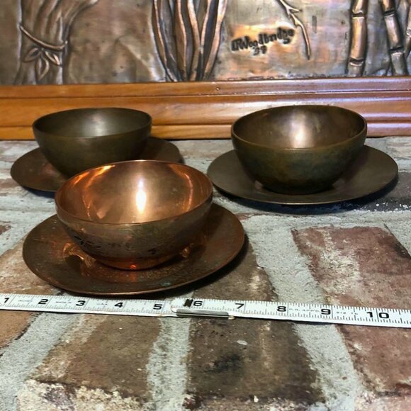 Vintage Chinese copper bowl & saucer - Picture 3 of 14